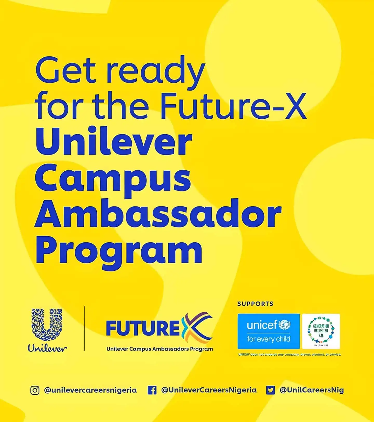Unilever Nigeria’s Future-X Unilever Campus Ambassadors Program 2024 for young Nigerians