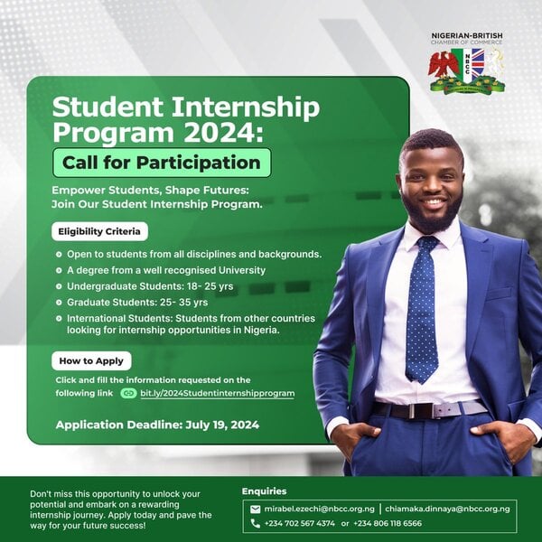 Nigerian British Chamber of Commerce (NBCC) Student Internship Program 2024